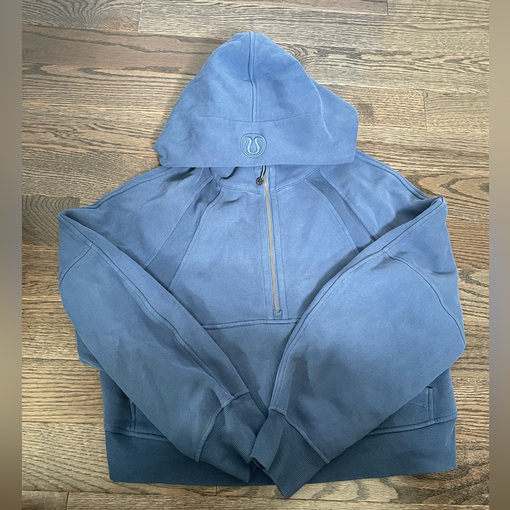 lululemon athletica blue half-zip hoodie